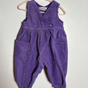Vintage Purple Corduroy Kids Overalls